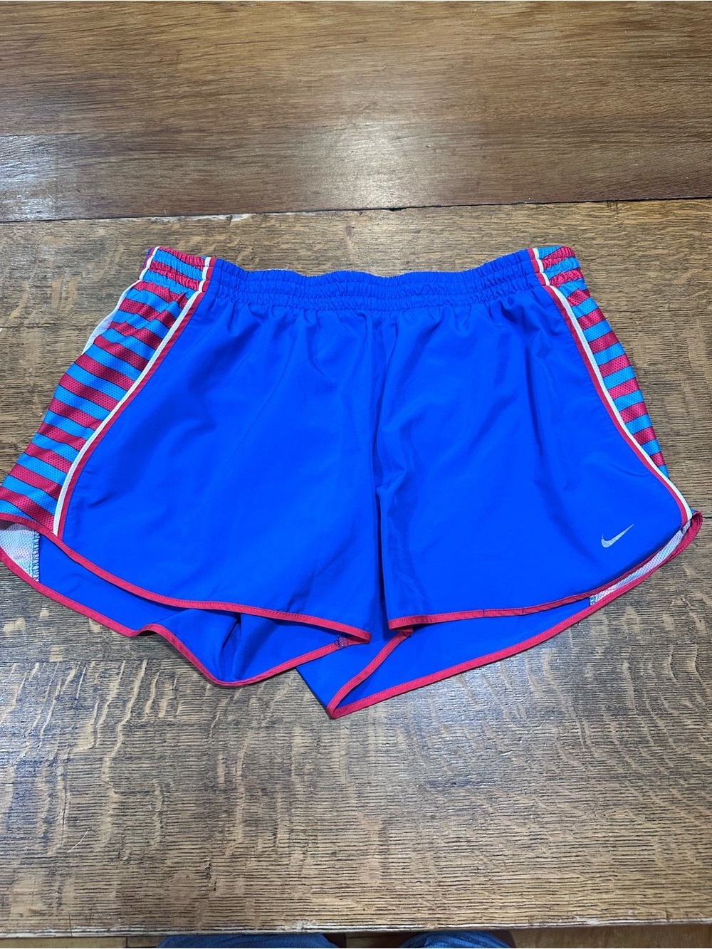 Nike Women’s Royal Sz XL  Blue Athletic Shorts with red Trim and Striped Panels